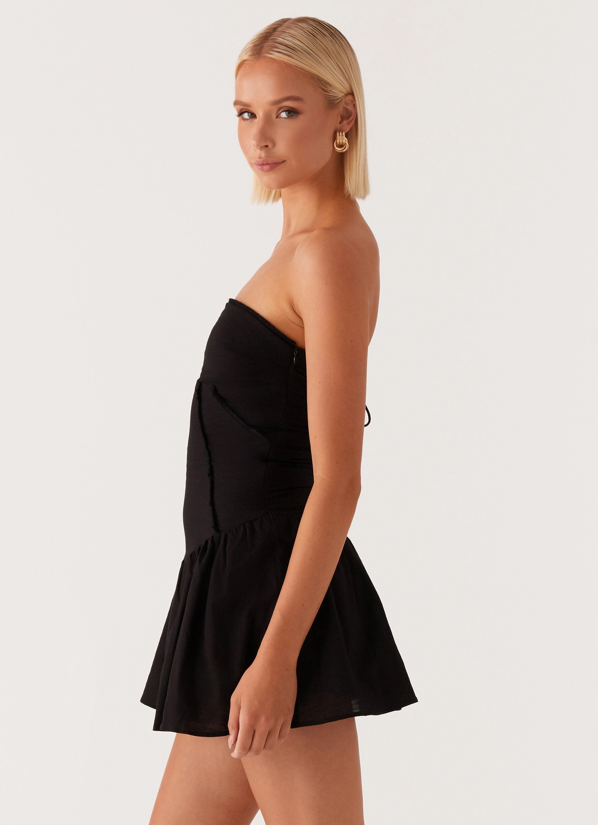 Larnie Linen Mini Dress - Black Fashion Fit