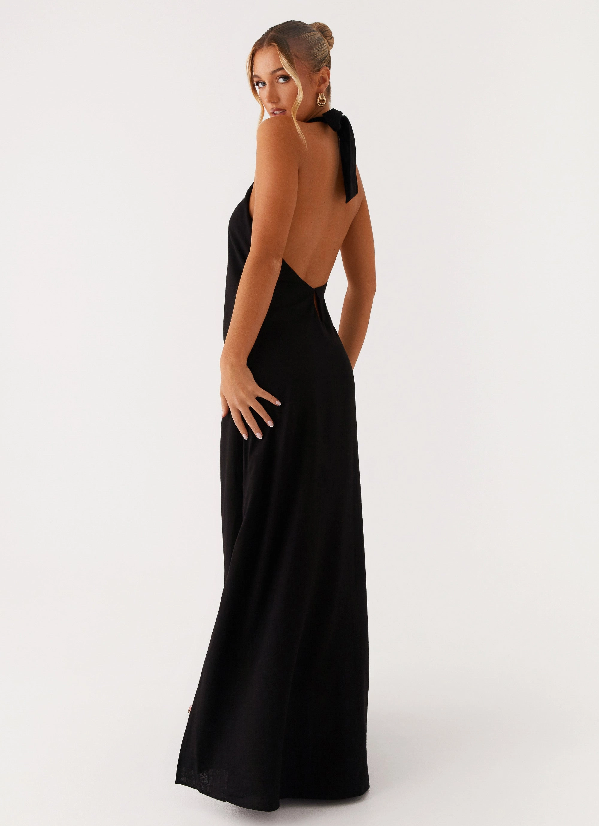 Golden Child Linen Maxi Dress - Black Light Rhythm BreathableLining