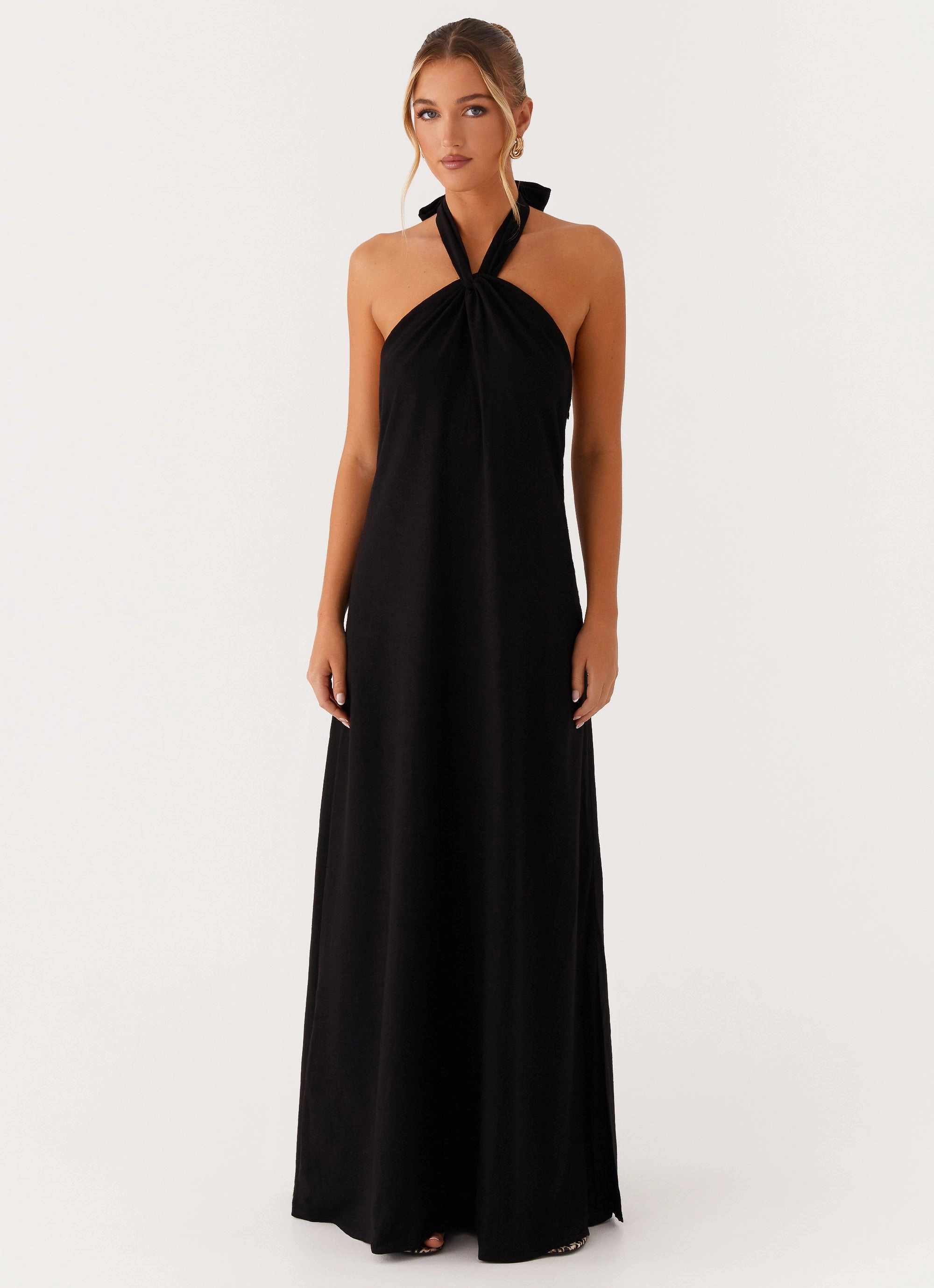 Golden Child Linen Maxi Dress - Black Pastel Sky Daily Form