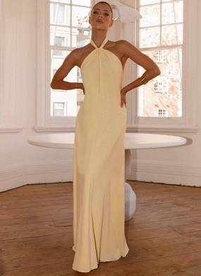 Refined Cut Relax Motion Golden Child Linen Maxi Dress - Yellow