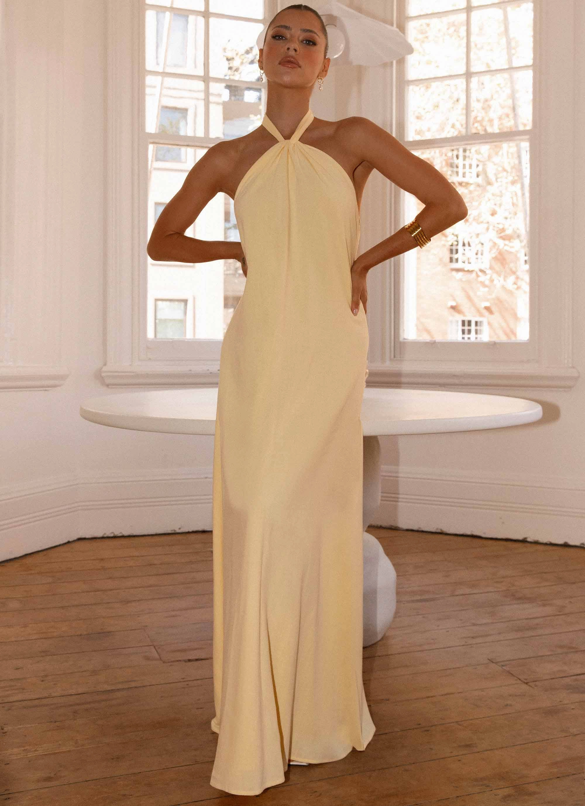 Refined Cut Relax Motion Golden Child Linen Maxi Dress - Yellow