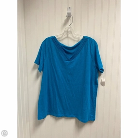 DoubleStitched Seams Top Short Sleeve Basic By Talbots In Blue, Size: 1x