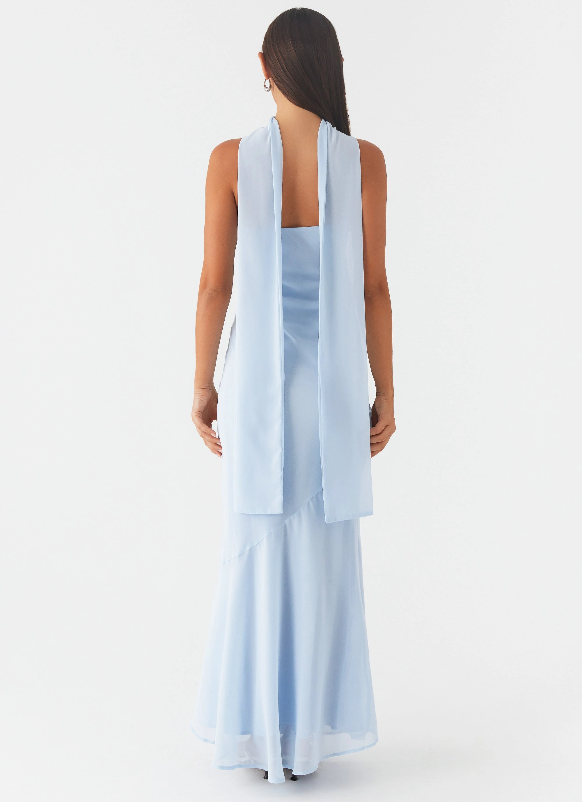 Style Blend Feminine off-the-shoulder gown Under The Pagoda Maxi Dress - Blue