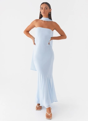 Under The Pagoda Maxi Dress - Blue Clean Aesthetic Breathable wear