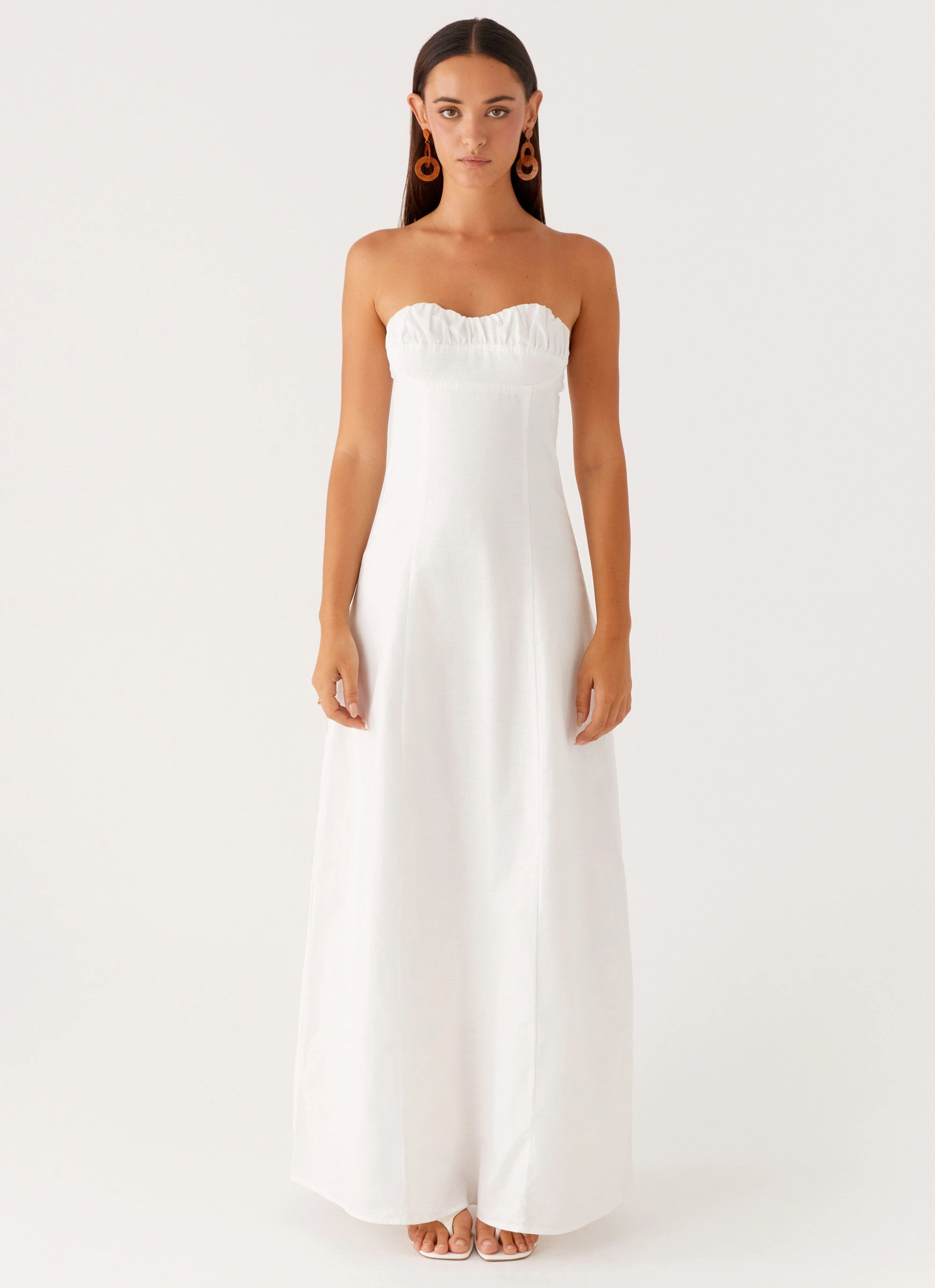 Tayla Linen Maxi Dress - White Effortless Comfort