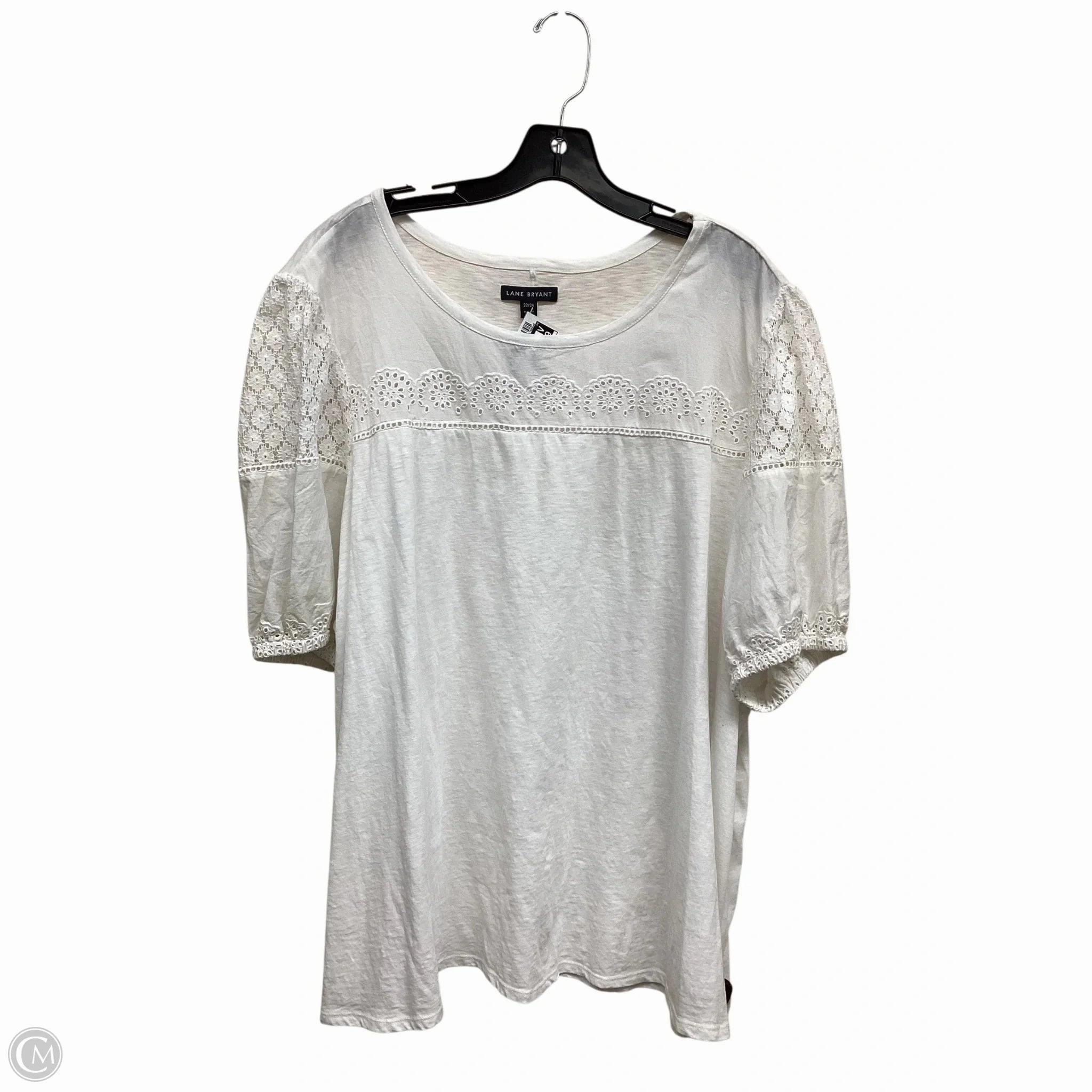 Top Short Sleeve By Lane Bryant In White, Size: 2x Comfortable Style