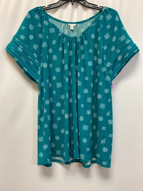 Green Top Short Sleeve Cato, Size 1x Taped Neckline Comfort Fit