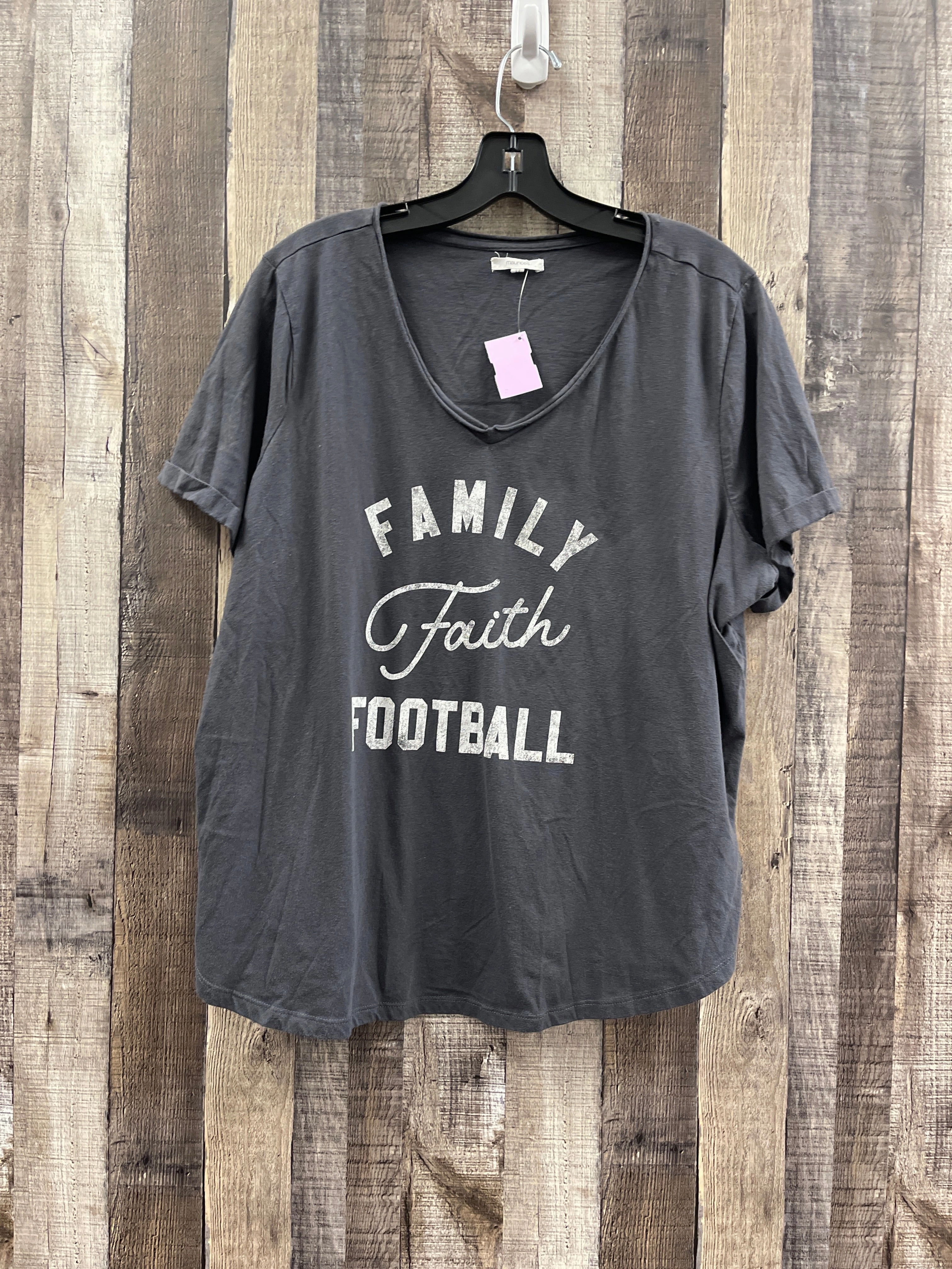 Grey Top Short Sleeve Maurices, Size 1x Smooth Jersey Texture