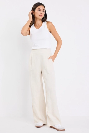 Guardian Natural Linen Viscose Elastic Back Pants Core Cut