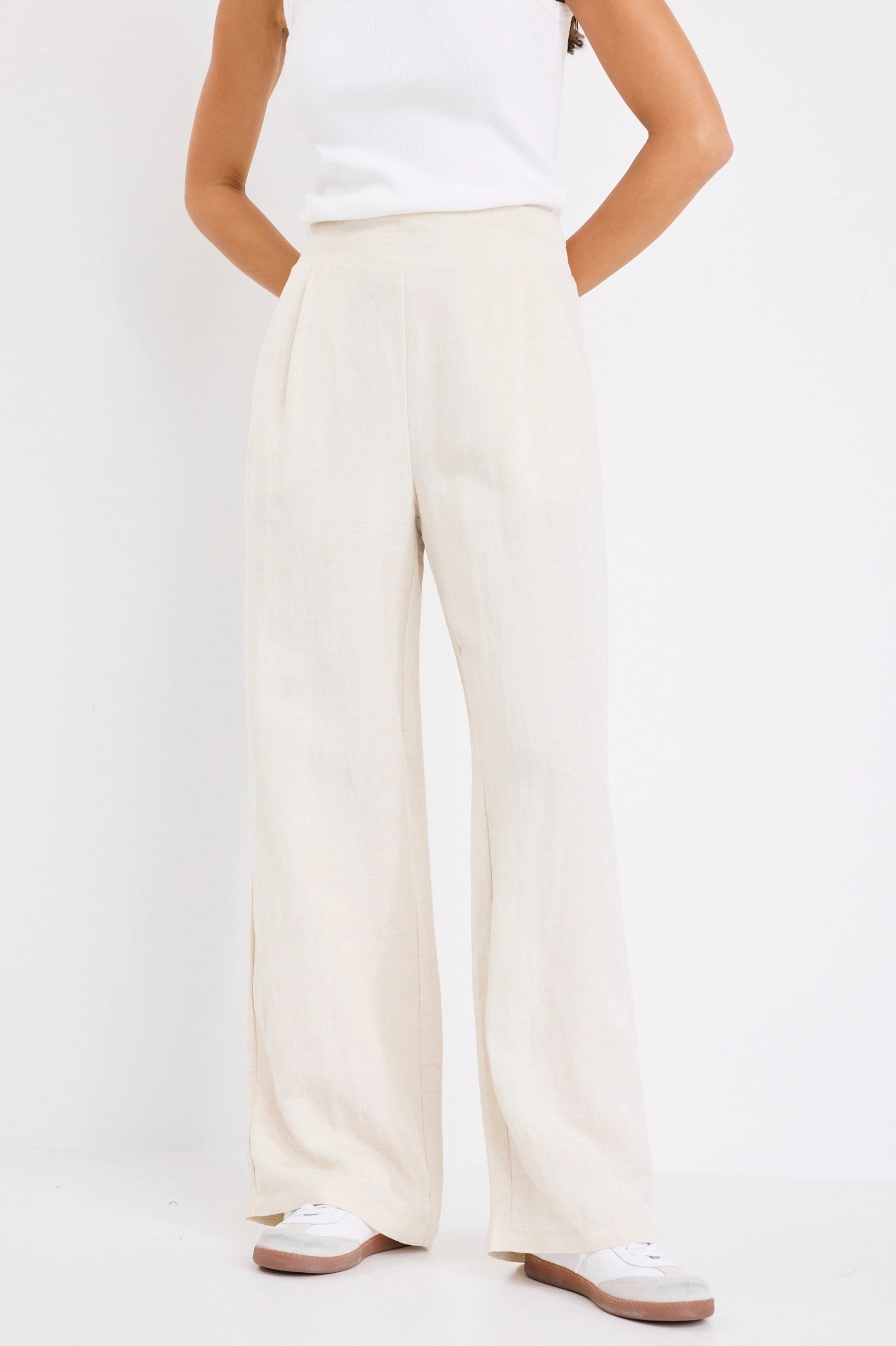 SlimFit High Durability Stitching Guardian Natural Linen Viscose Elastic Back Pants