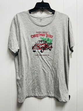 Top Short Sleeve Basic By Holiday Time In Grey, Size: Xxl Ribbed Neckline Cozy Comfort Look