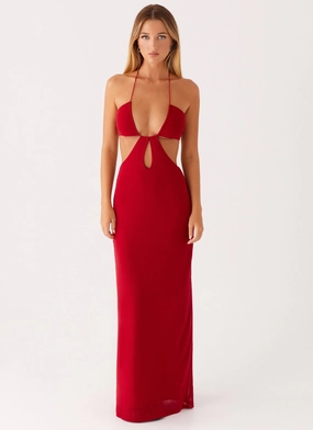 Hallie Maxi Dress - Red FoldablePackaging