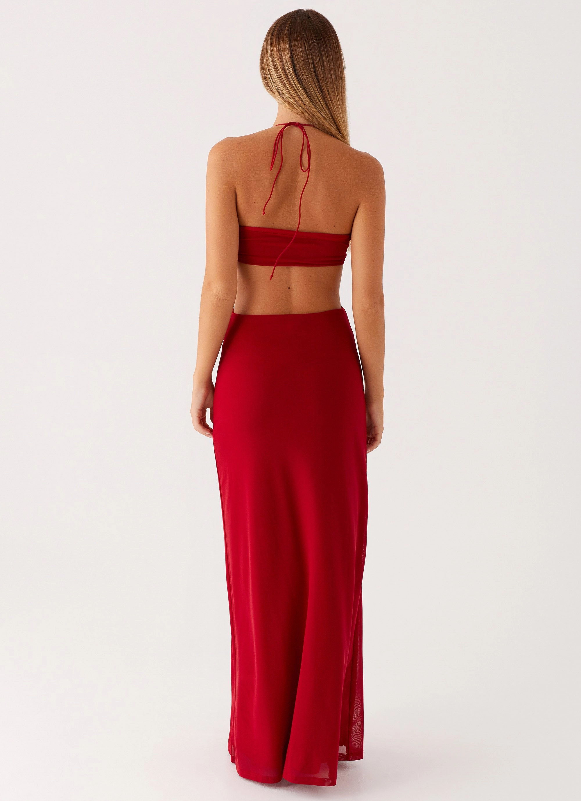Hallie Maxi Dress - Red Ruffle Hem Seasonal Wear