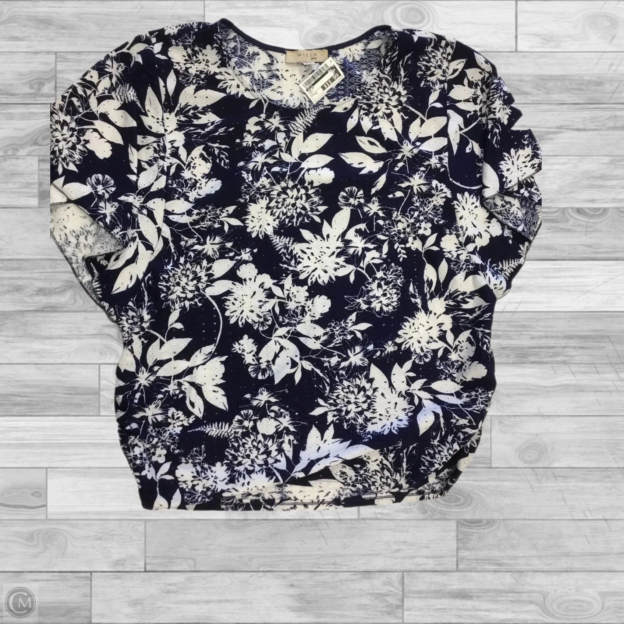 athletic style Top Short Sleeve By Misia In Navy, Size: 1x