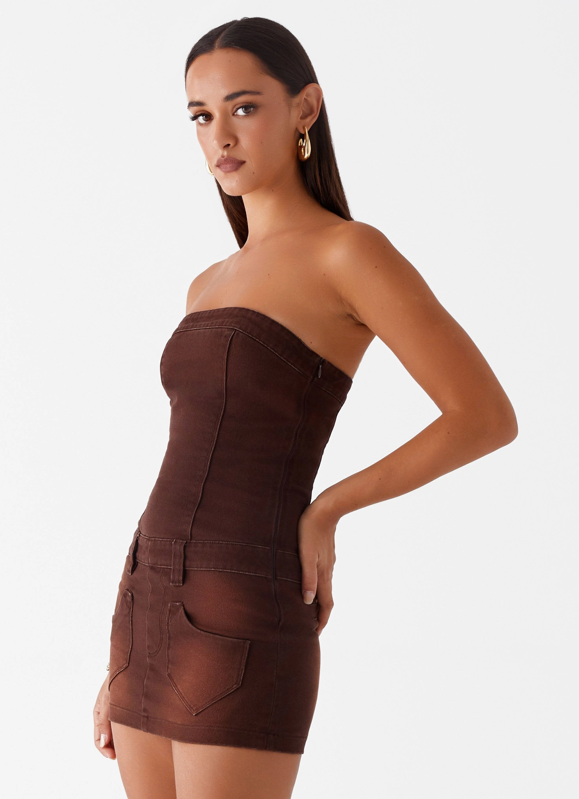 Heading South Mini Dress - Brown Versatile Layering