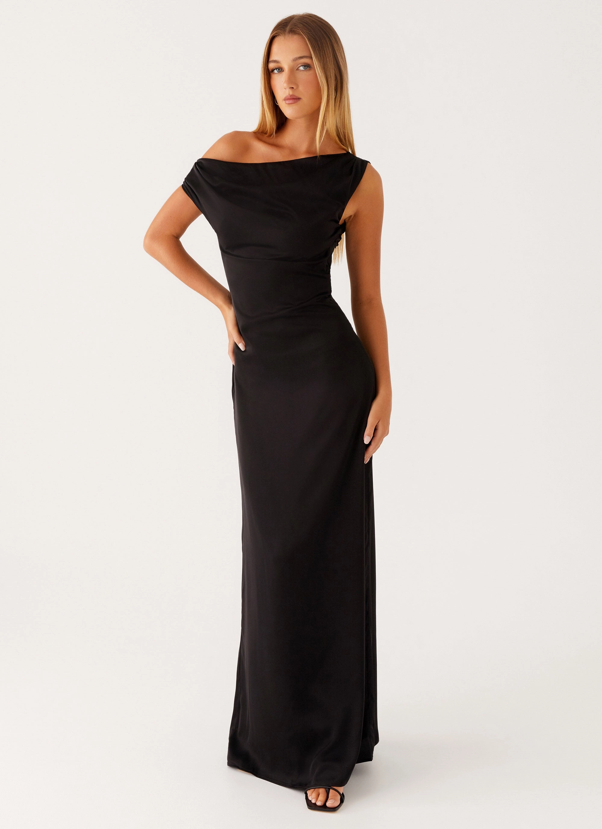 Light Rhythm Heart Of Glass Satin Maxi Dress - Black