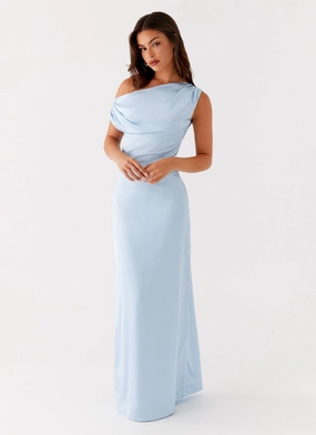 Mood Comfort Heart Of Glass Satin Maxi Dress - Blue