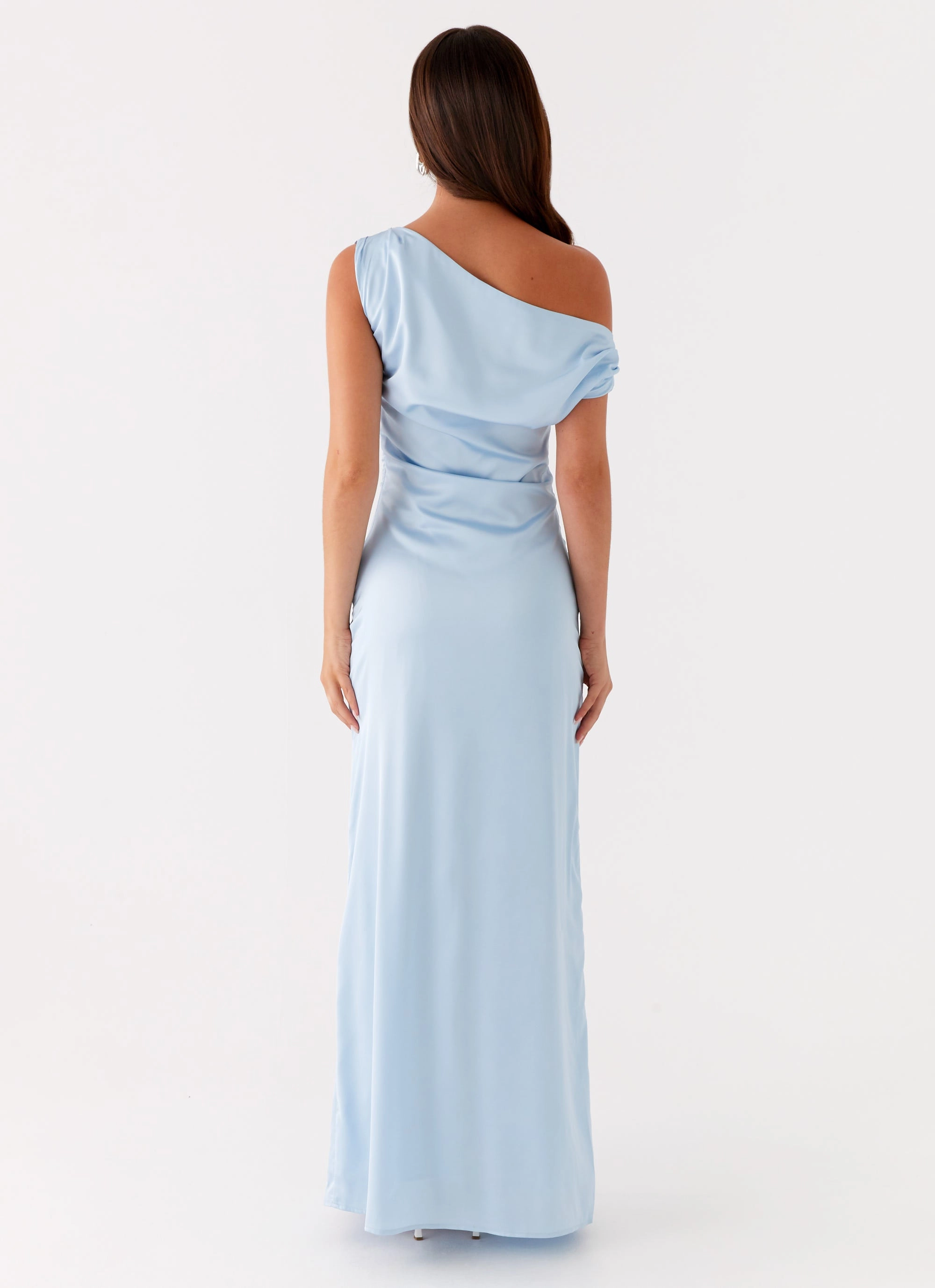 Shape Retention Heart Of Glass Satin Maxi Dress - Blue