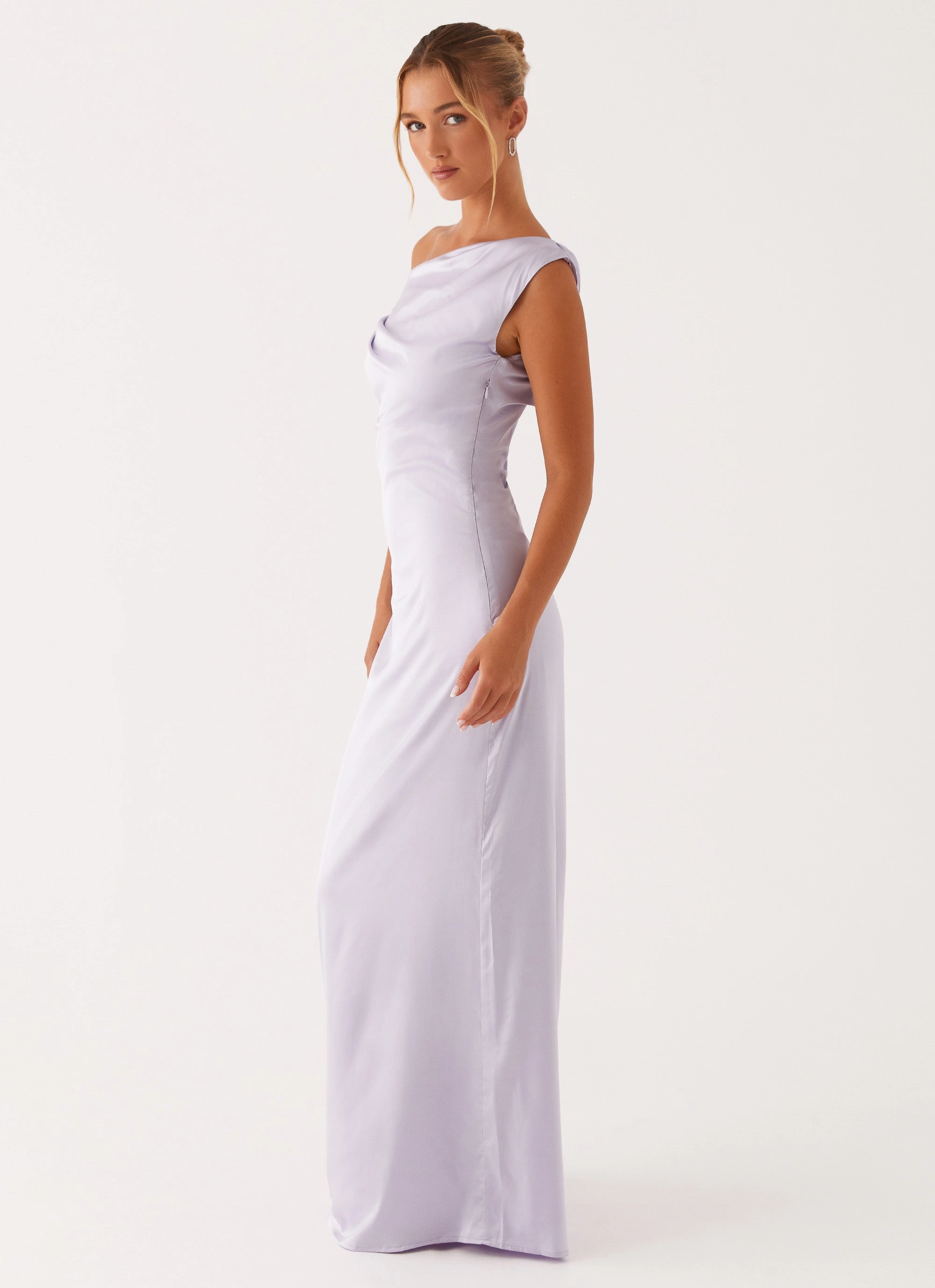 Heart Of Glass Satin Maxi Dress - Lilac London Edge Dainty Finish