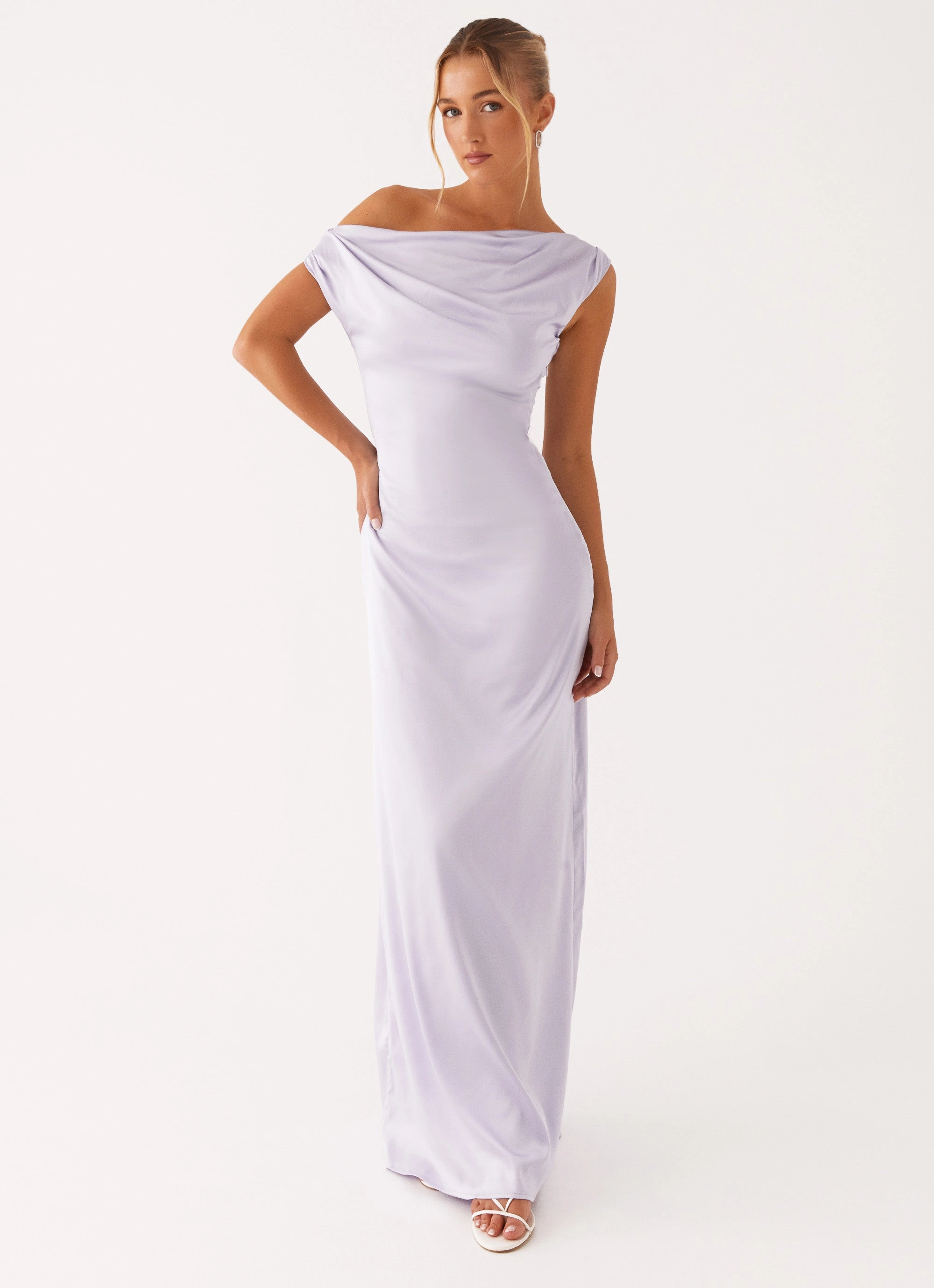Relaxed Wear Heart Of Glass Satin Maxi Dress - Lilac
