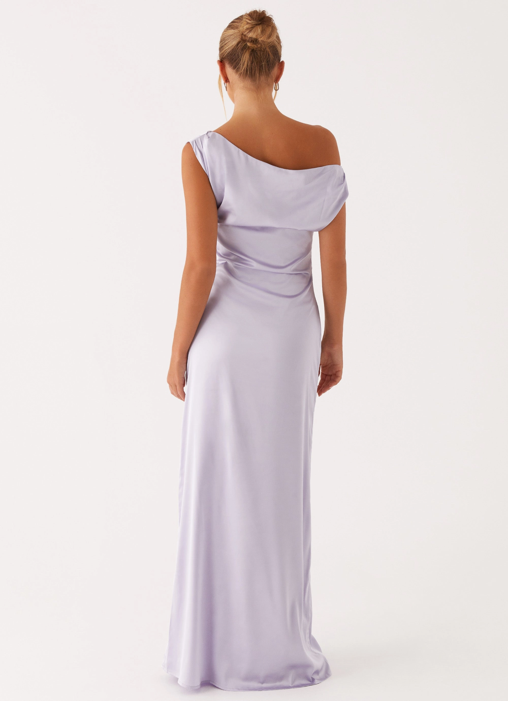 Heart Of Glass Satin Maxi Dress - Lilac Casual event outfit Stylish Waistband