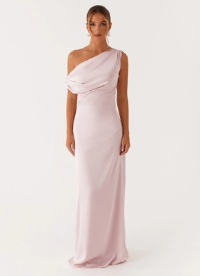 Work Comfort Heart Of Glass Satin Maxi Dress - Pink