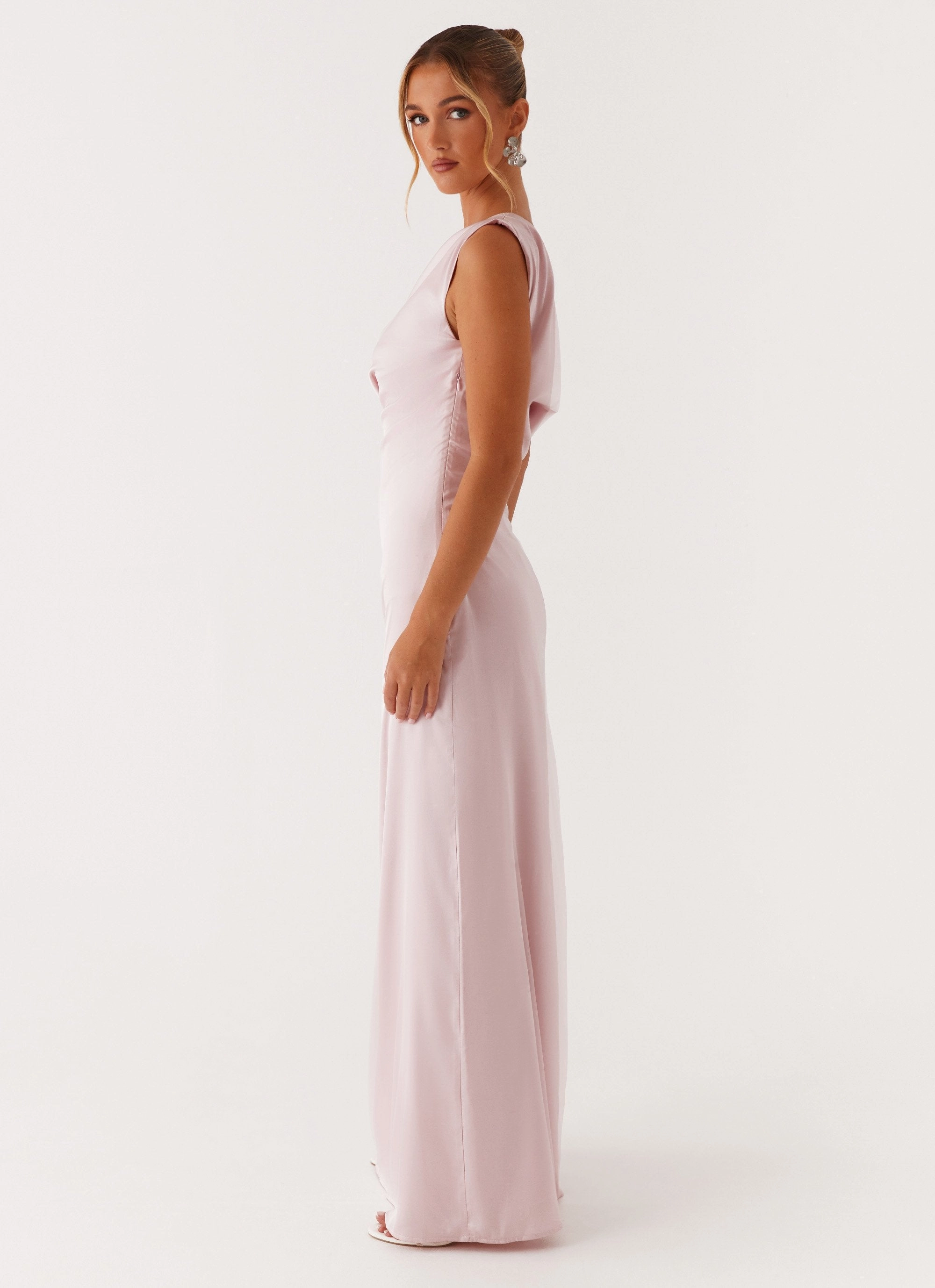 Heart Of Glass Satin Maxi Dress - Pink Life Soft