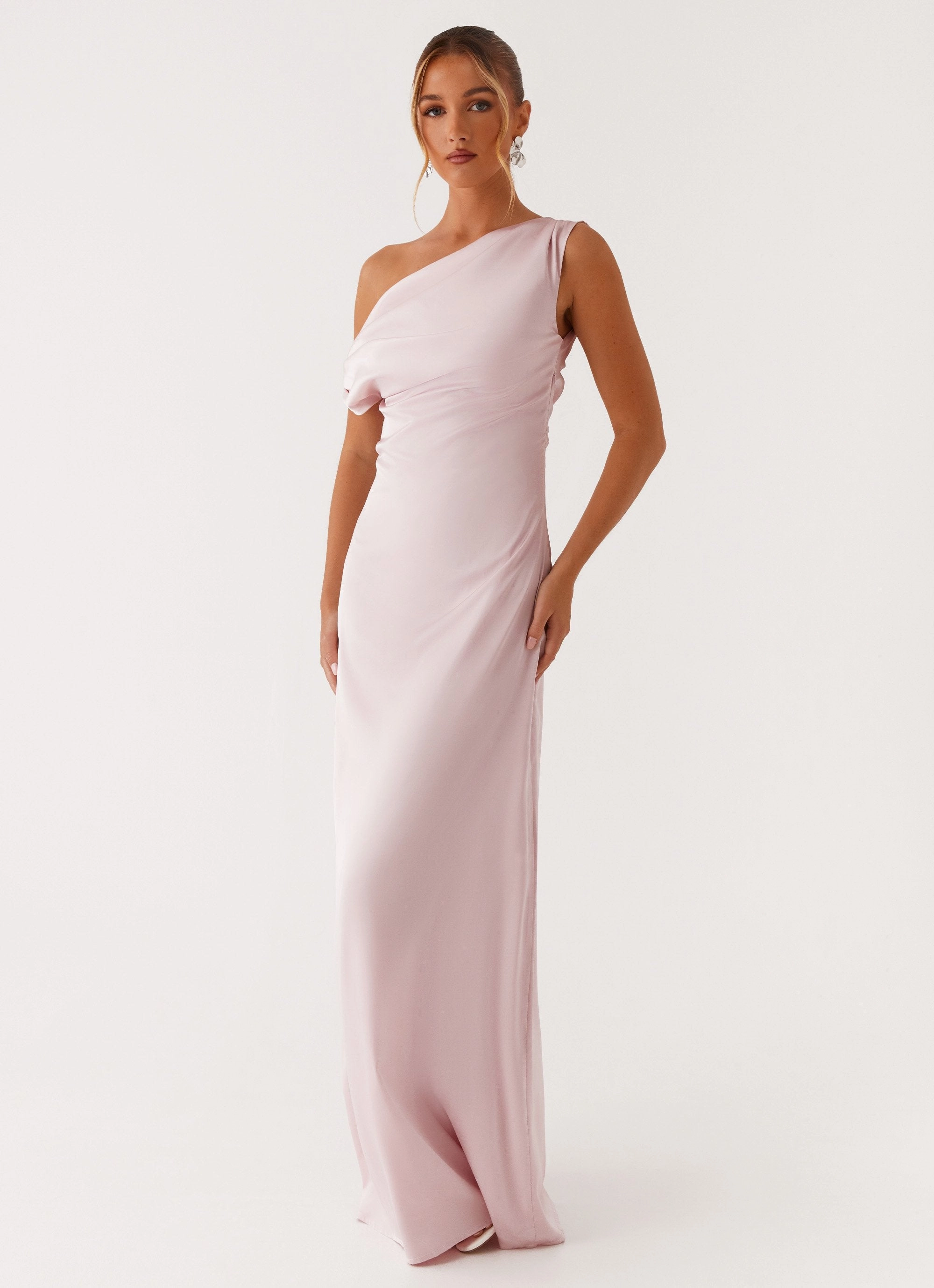Heart Of Glass Satin Maxi Dress - Pink Body Positive Layered-Sleeve