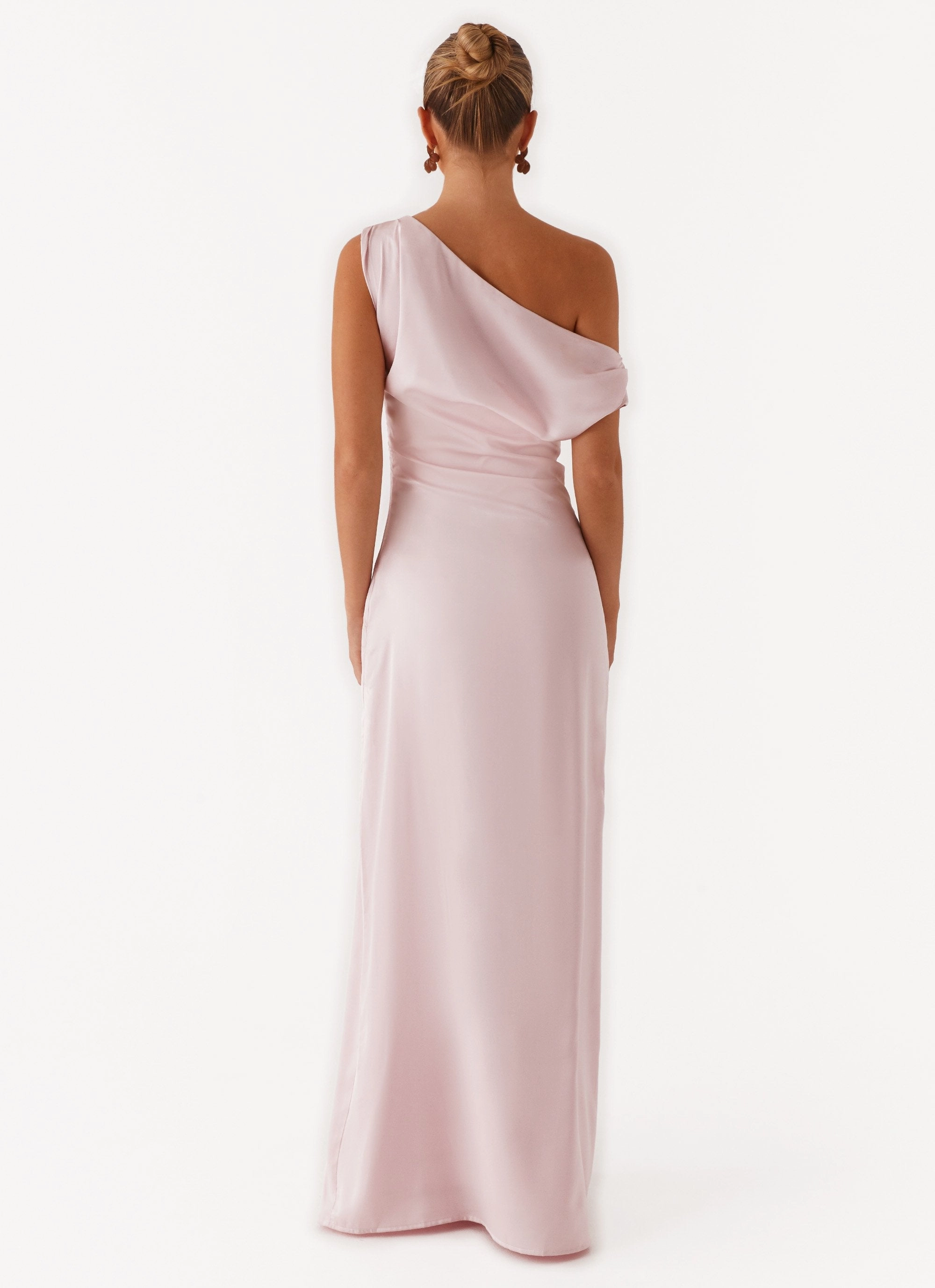 Floral Pattern single wear Heart Of Glass Satin Maxi Dress - Pink