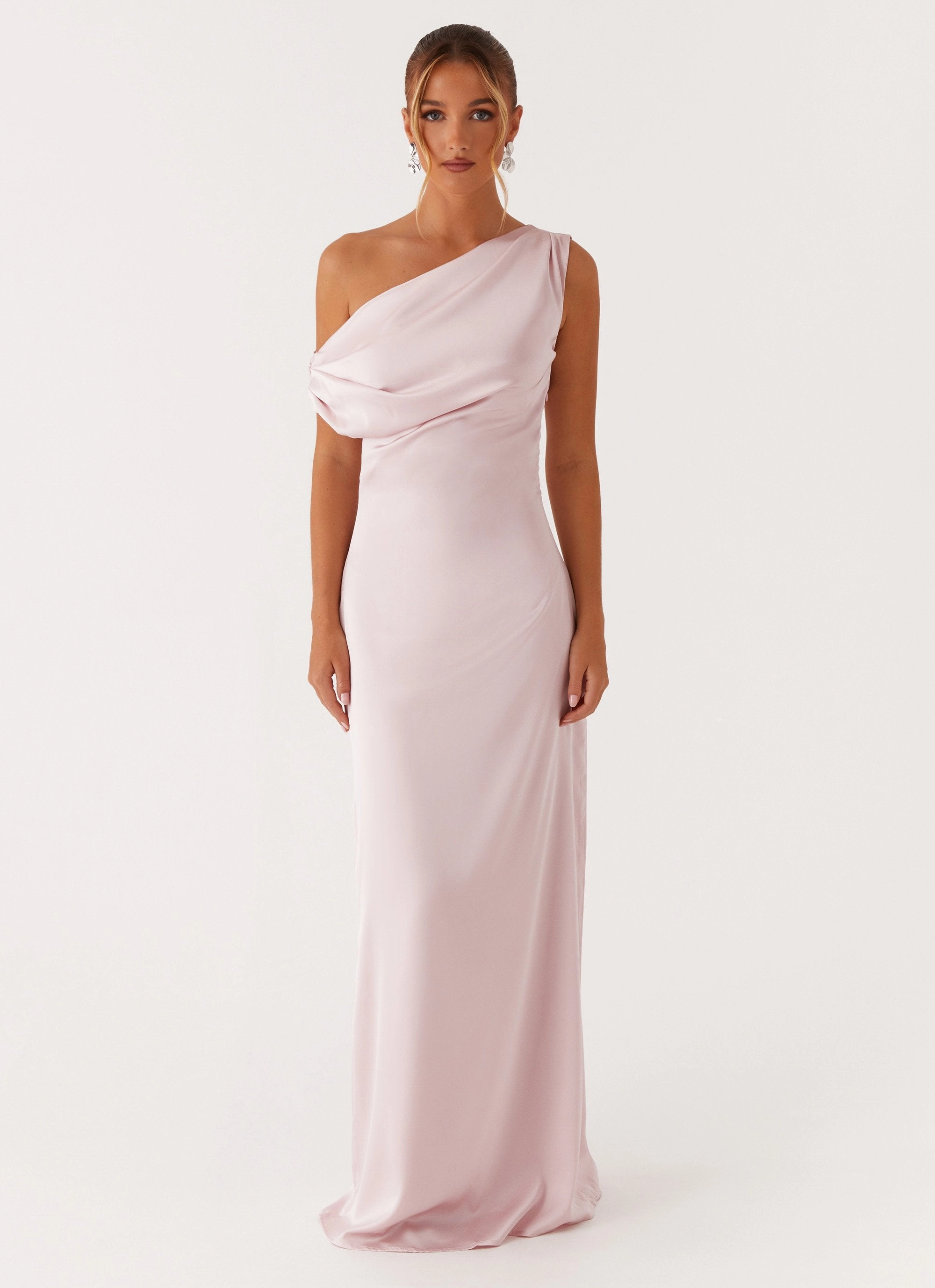 Work Comfort Heart Of Glass Satin Maxi Dress - Pink