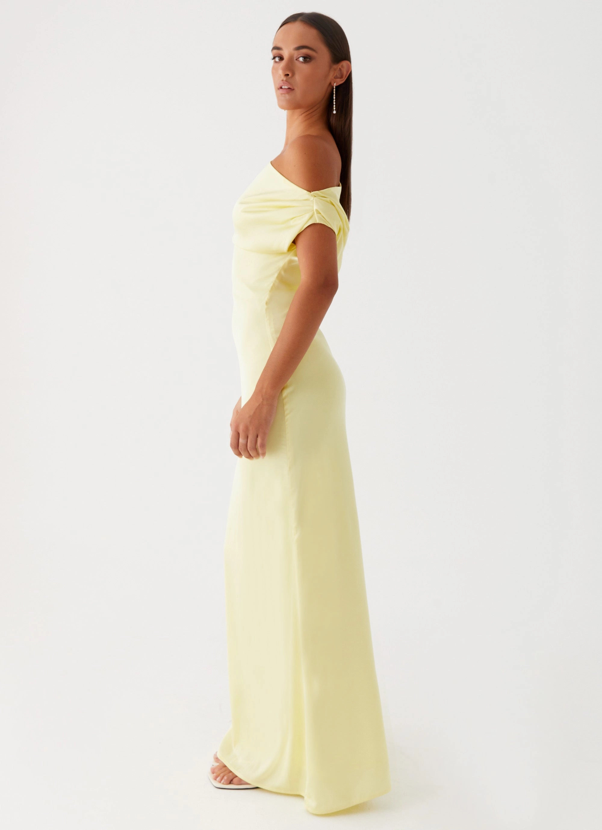 Heart Of Glass Satin Maxi Dress - Yellow Calm Outfit Tear-resistant