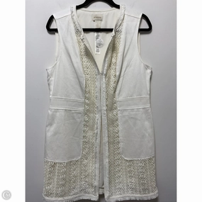 Light Reflective Zippers Vest Faux Fur & Sherpa By Chicos In Cream, Size: M
