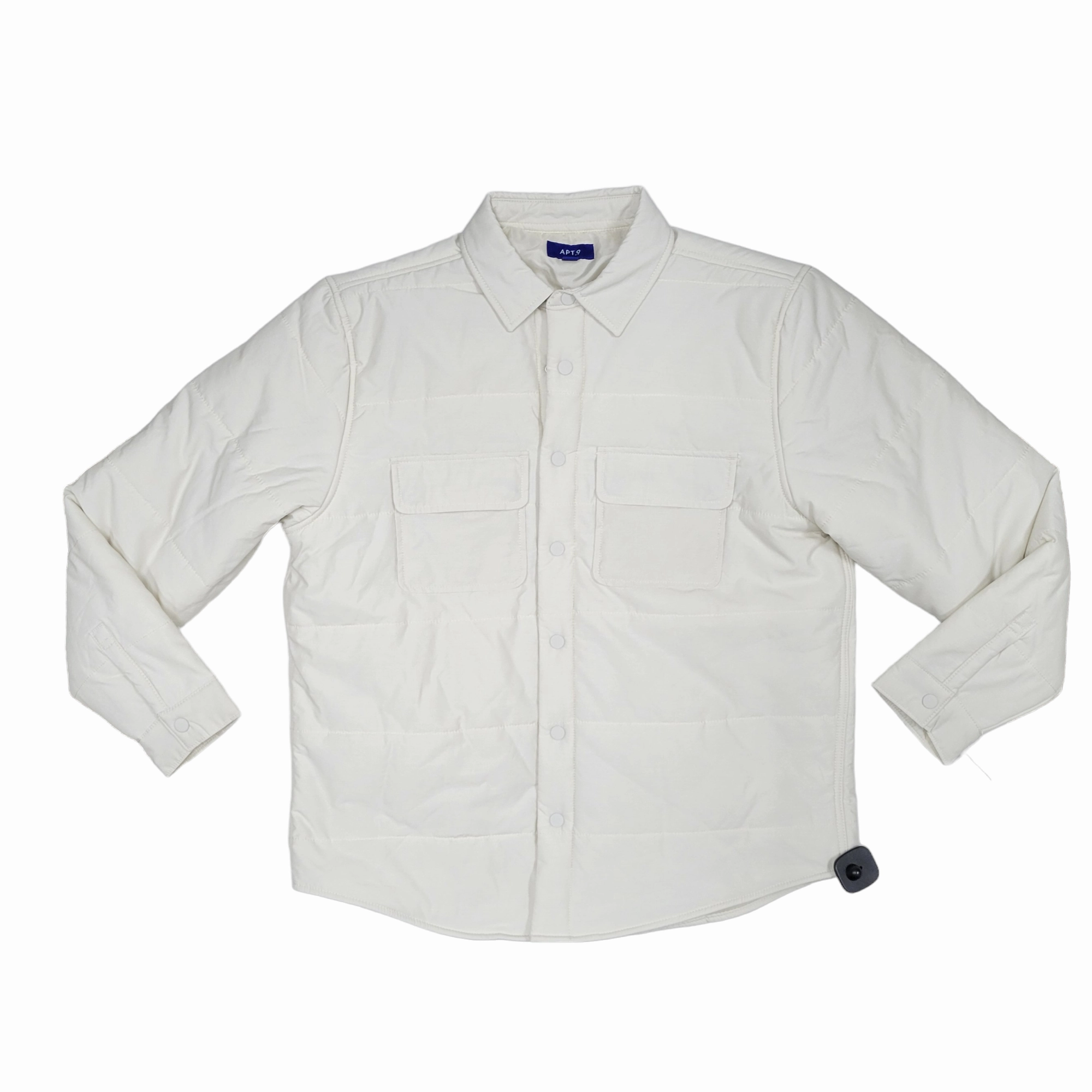 Cream Jacket Puffer & Quilted Apt 9, Size L Breathable Mesh Panels Adjustable Hood Feature