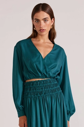 Leila Emerald LS Cropped Top StretchFit