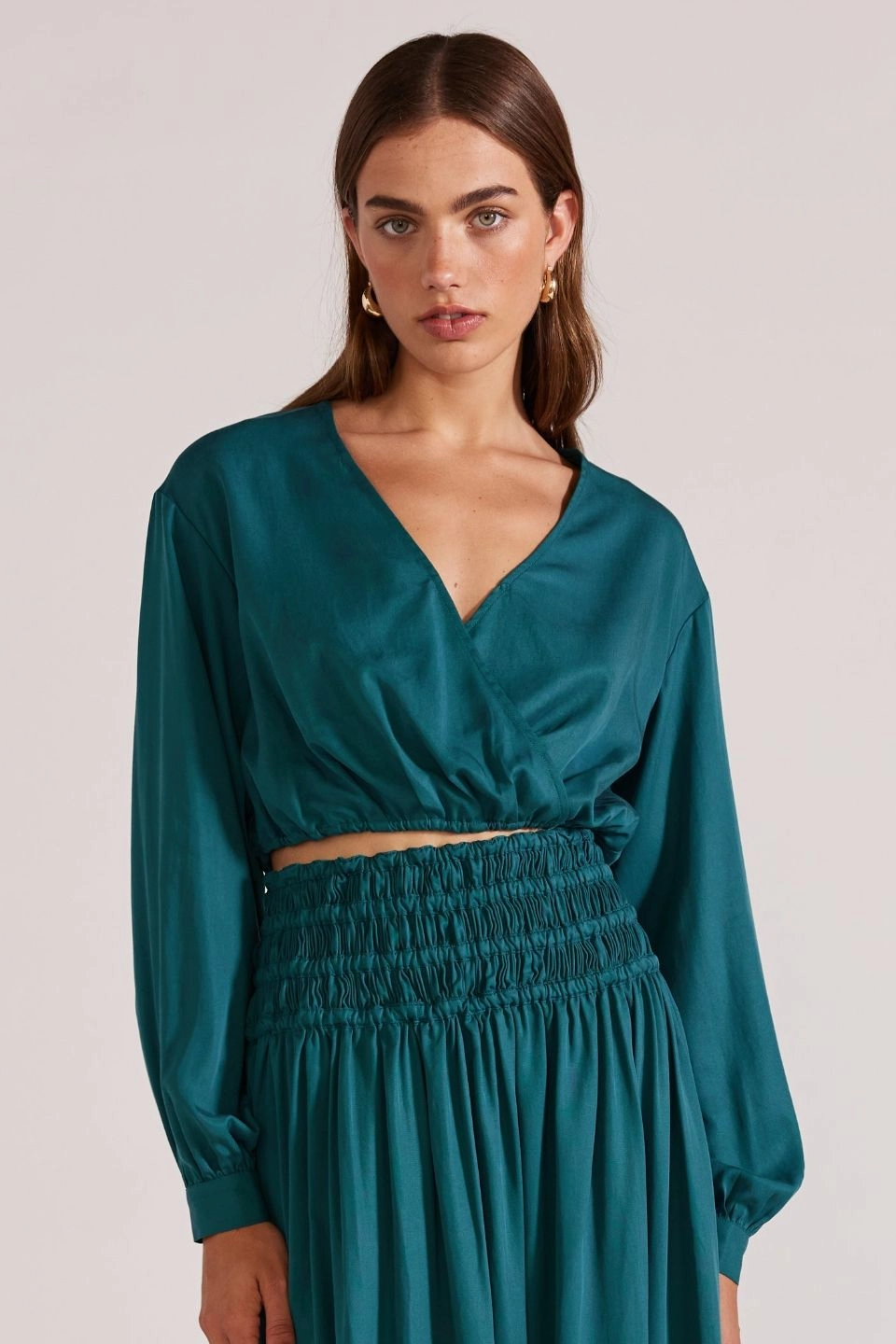 Leila Emerald LS Cropped Top StretchFit