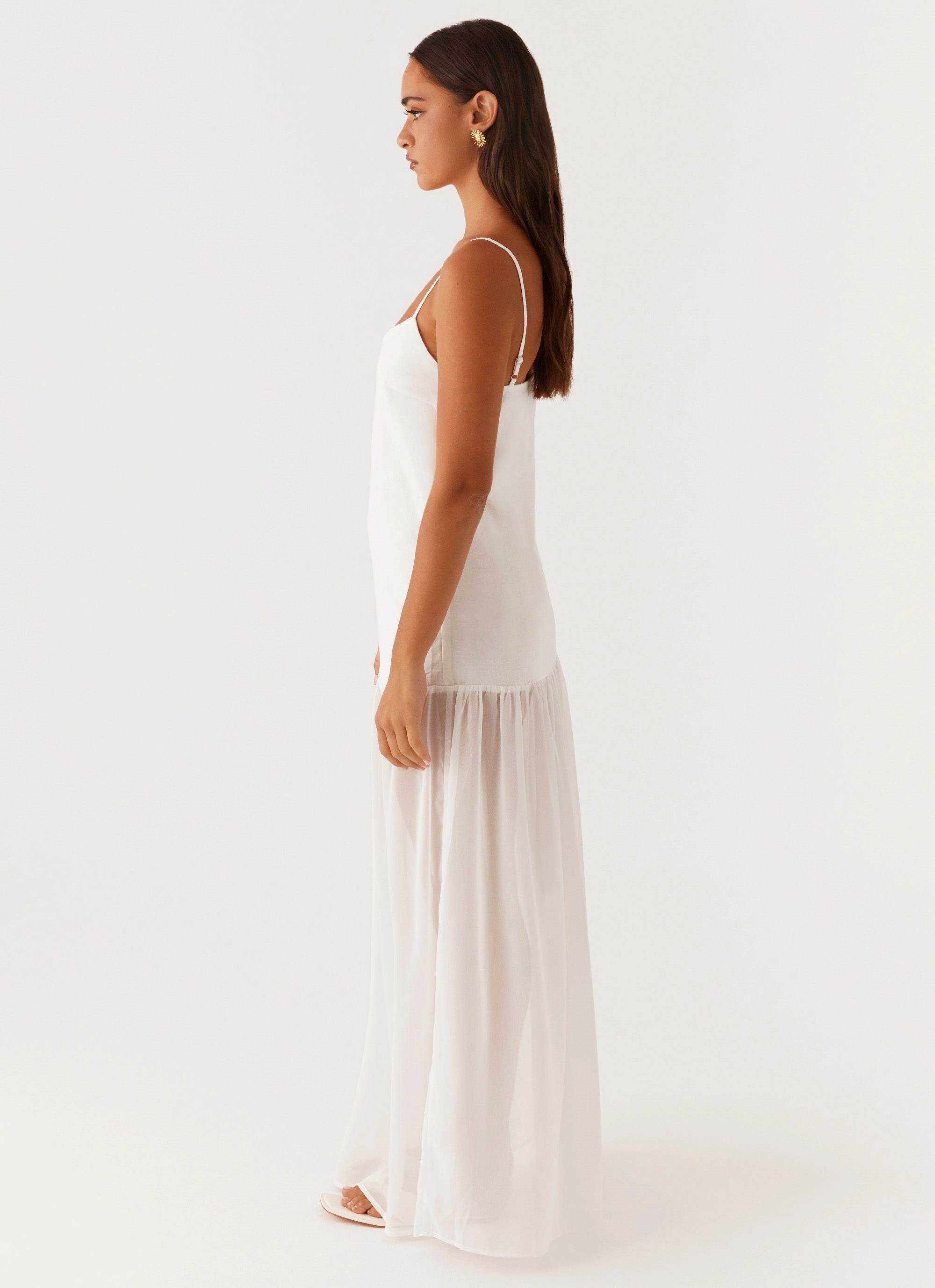Heavenly Linen Maxi Dress - White Sleek Design Fit All-Purpose Wear