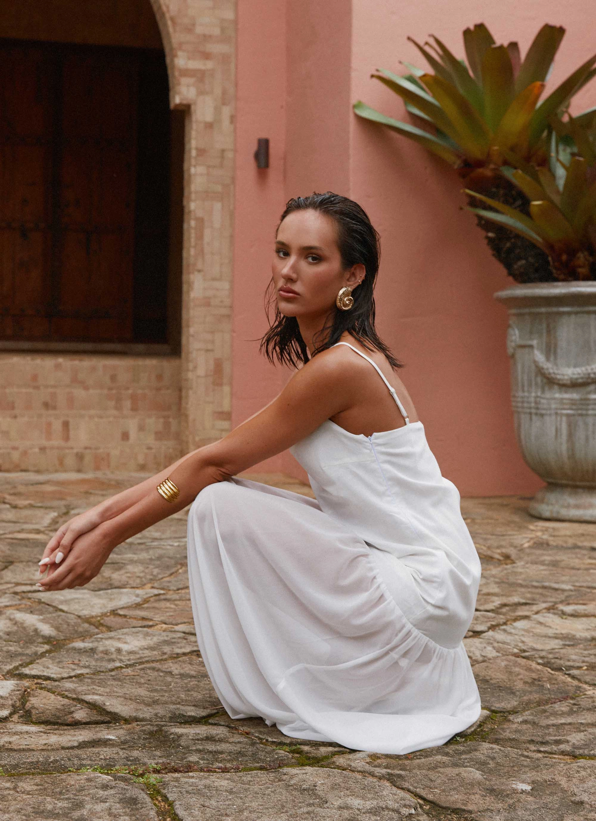 Heavenly Linen Maxi Dress - White Street Style