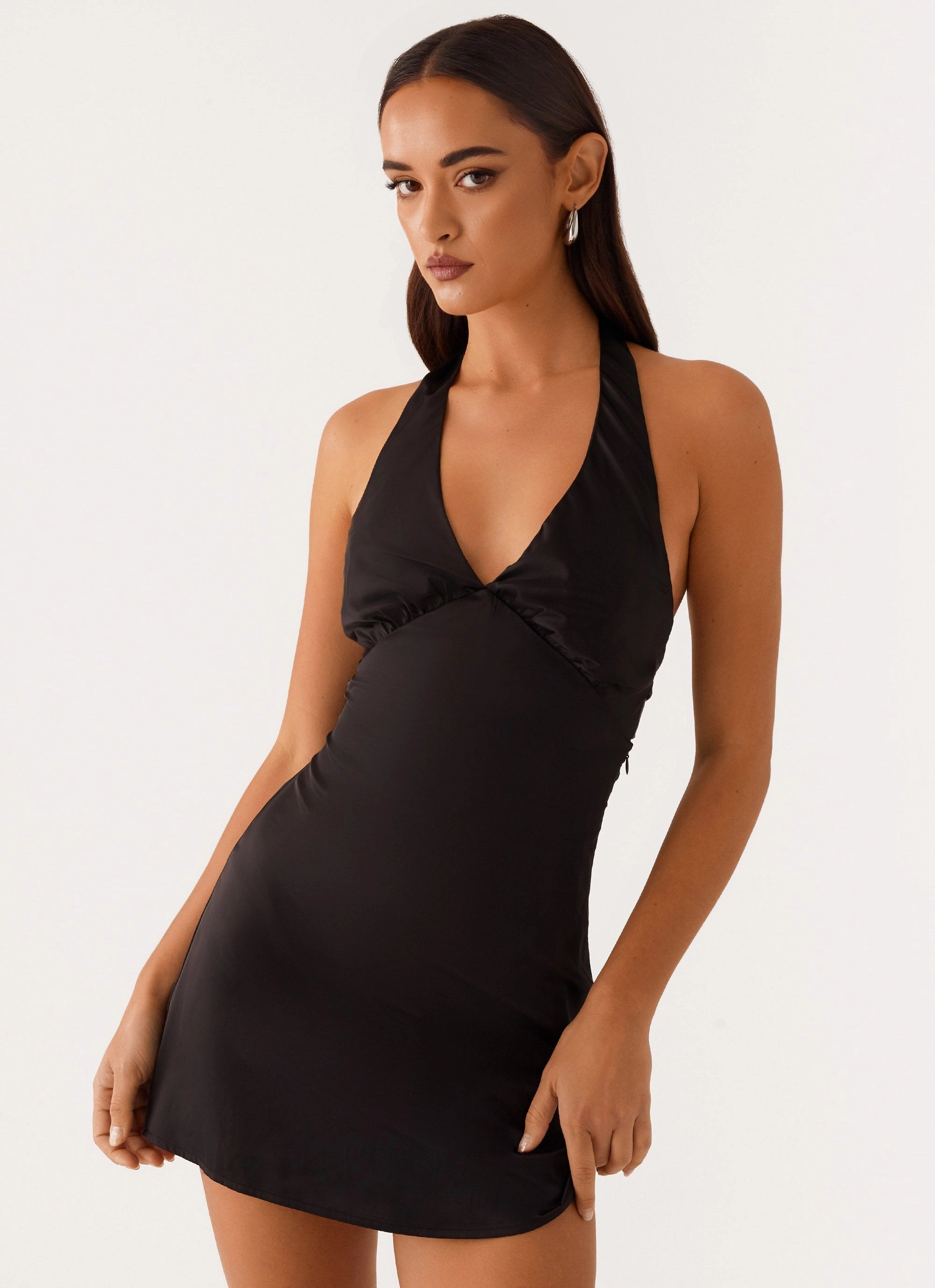Heart Glow Flattering Silhouette Heavy Hearted Mini Dress - Black