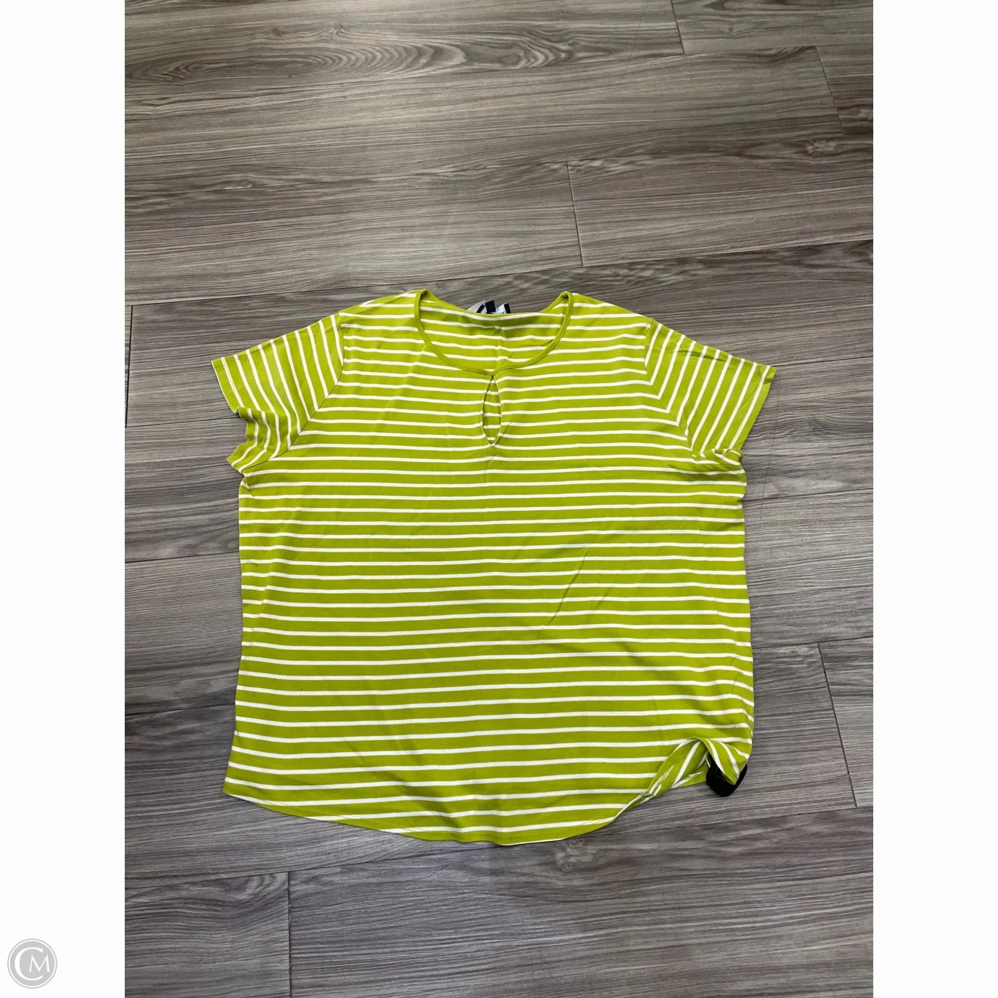 Top Short Sleeve By Jones New York In Striped Pattern, Size: 3x Midweight Knit Simple Yet Elegant
