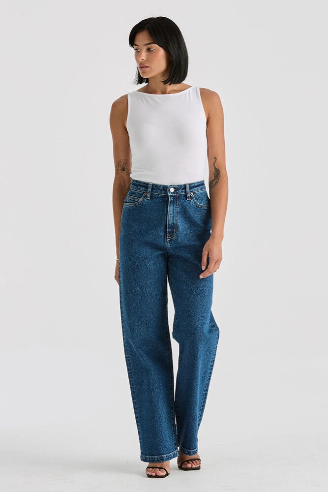 Everyday Comfort Wear Hi Wide Afterglow Blue Denim Jean