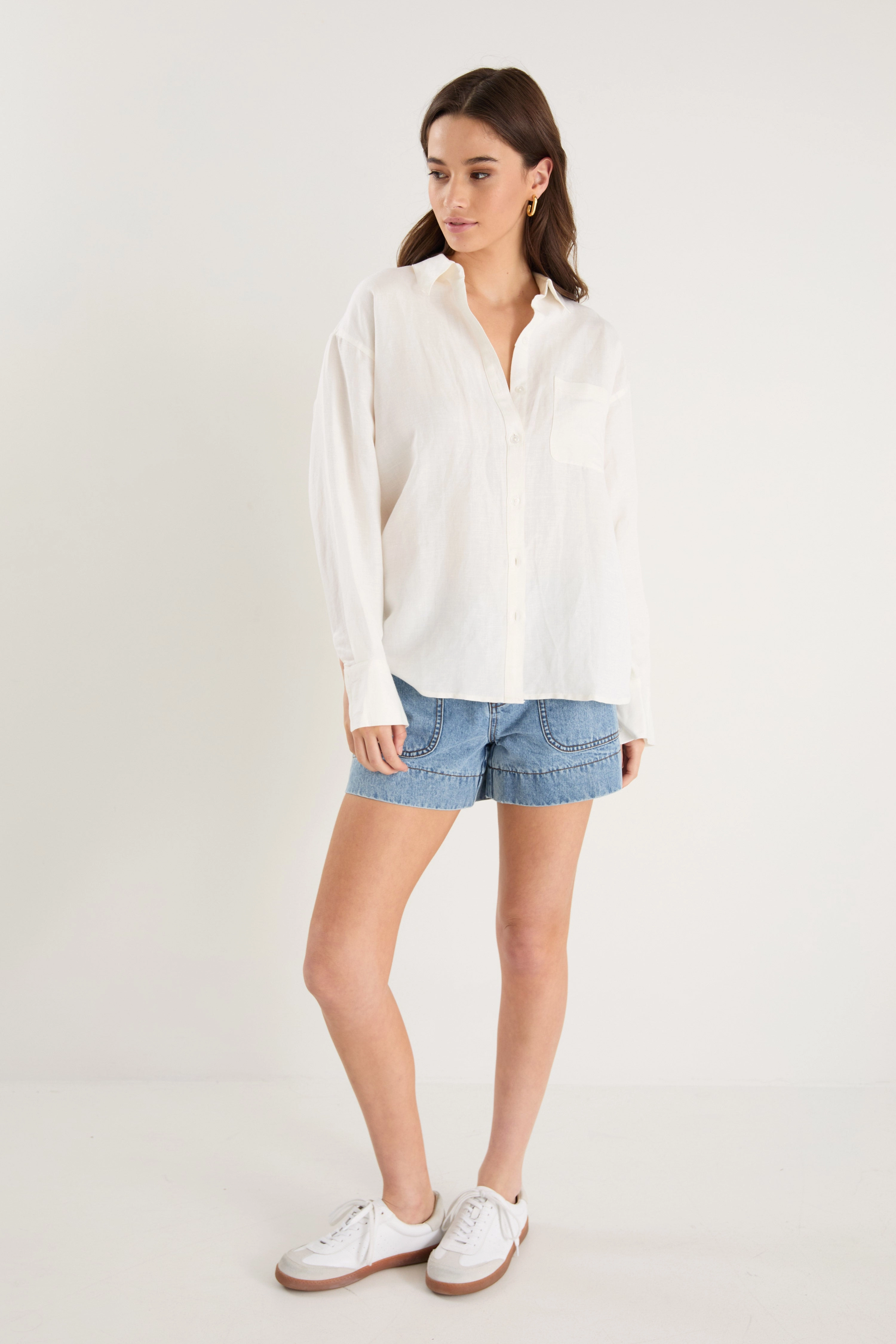 Exalted Ivory Linen Viscose Oversized Shirt QuickDry Technology Flatlock Seam Design