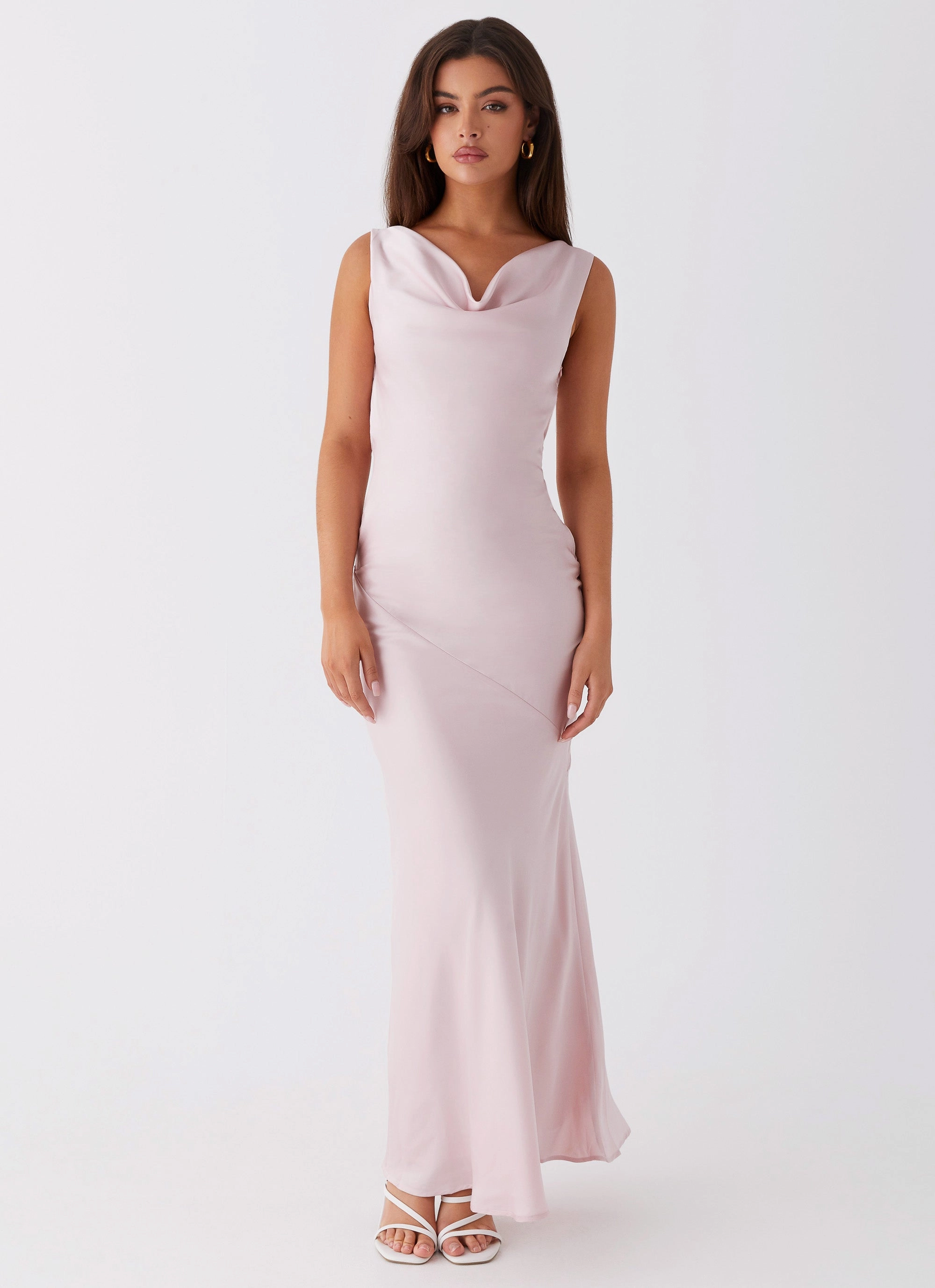 Light Coral Pose Sweet Be Mine Satin Maxi Dress - Mauve Pink