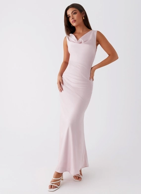 Be Mine Satin Maxi Dress - Mauve Pink Clean Touch