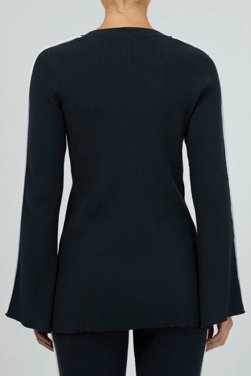 Airflow Mesh Panel Highland Navy Knit Top