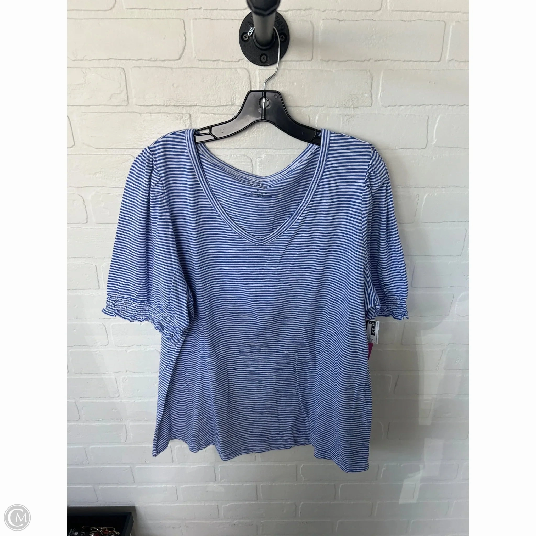 Top Short Sleeve By Talbots In Blue & White, Size: 2x Performance Layer Low carbon footprint