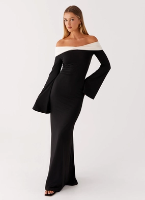 Hits Different Long Sleeve Maxi Dress - Black Garden Fresh