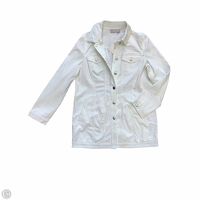 Jacket Denim By Chicos In White Denim, Size: M All Purpose Outerwear