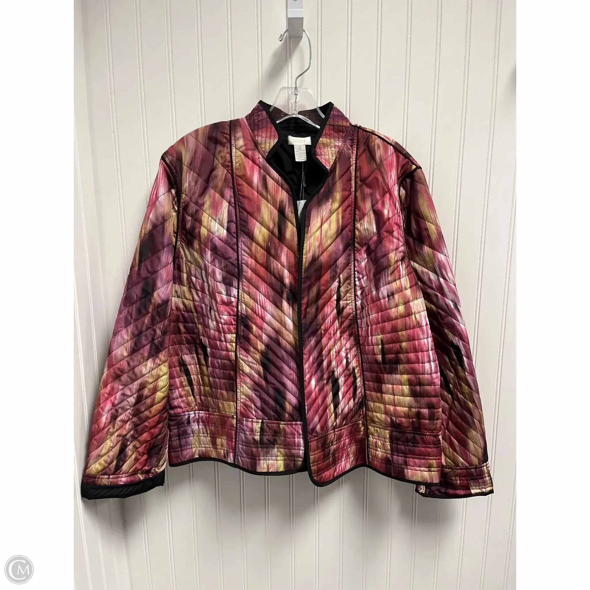 Glow In The Dark Trim Non Restrictive Mobility Jacket Puffer & Quilted By Chicos In Pink & Purple, Size: Xl