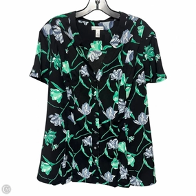 Thermal Regulation Fabric Versatile Comfort Top Short Sleeve By Croft And Barrow In Floral Print, Size: 1x