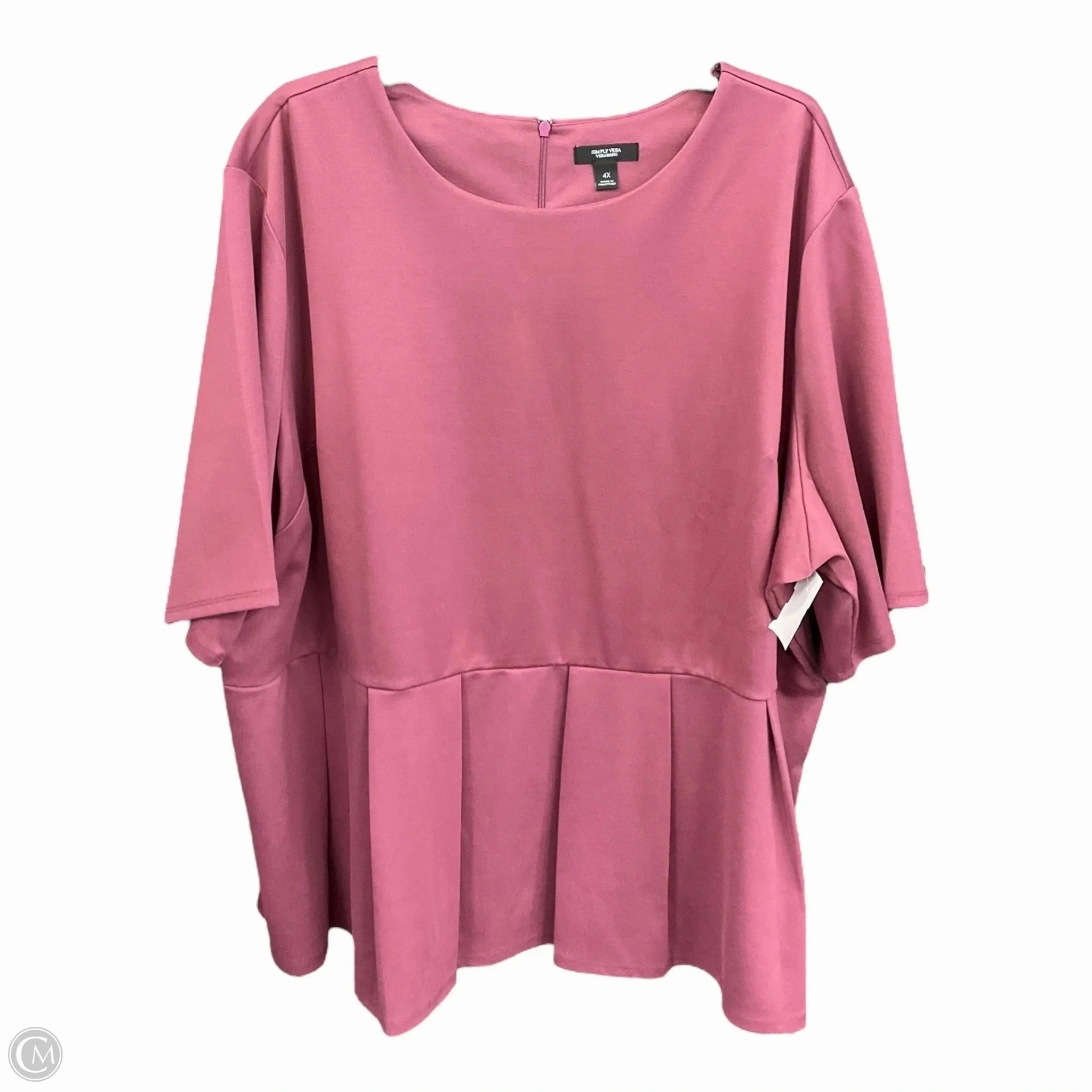 MicroPiqueKnit Top Short Sleeve By Simply Vera In Mauve, Size: 4x